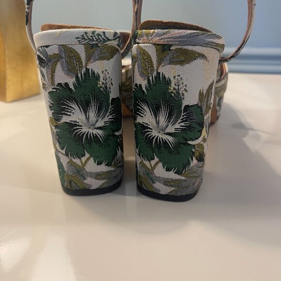 Topshop Floral Lava Ankle Strap Wedge 7.5 - Picture 5 of 6